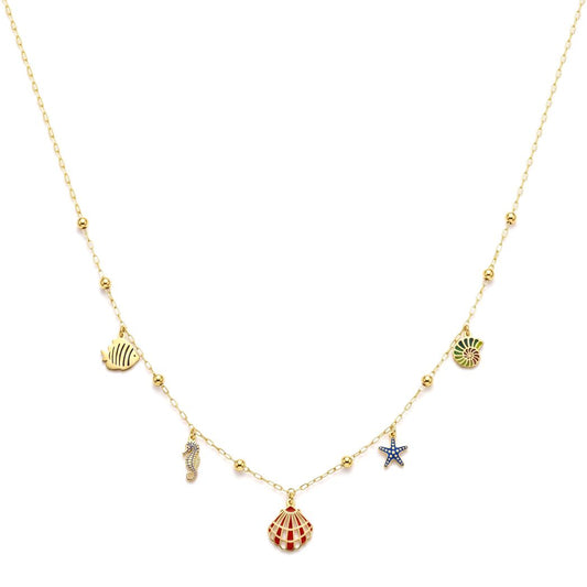 18K Yellow Gold Nautical Charm Necklace