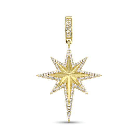 18K Gold North Star Cubic Zircon Pendant