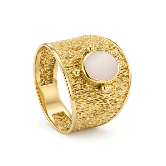 18K Textured Wide Band Ring with Moonstone