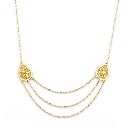 18K Gold Double Teardrop Multi-Layer Necklace