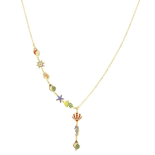 18K Gold SunSwirl Y-Necklace