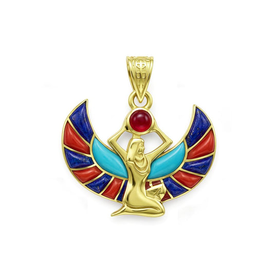 18K Winged Goddess Isis Protection Pendant