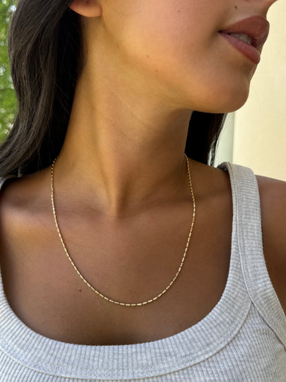 18K Modern Cylinder Link Gold Necklace