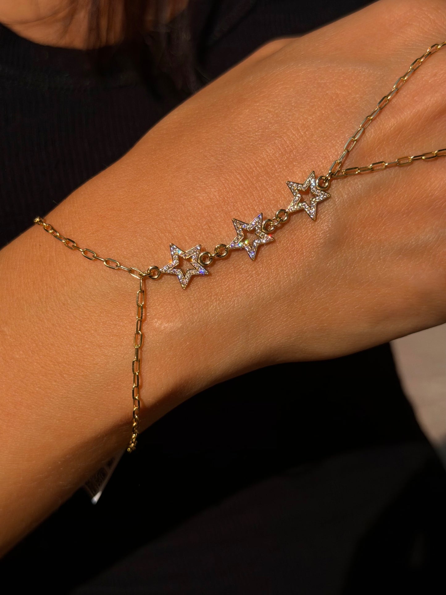 18K Gold Sparkling Star Zircon Hand Chain