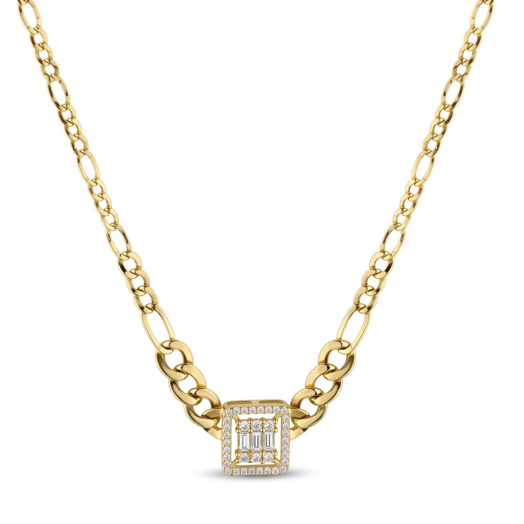18K Square Baguette Zircon Gold Jewelry Set