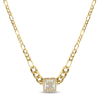 18K Square Baguette Zircon Gold Jewelry Set