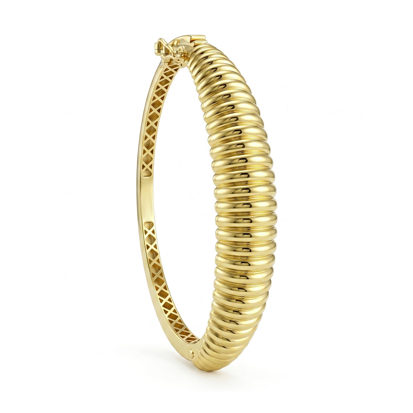 18K Gold Slim Ribbed Half Set