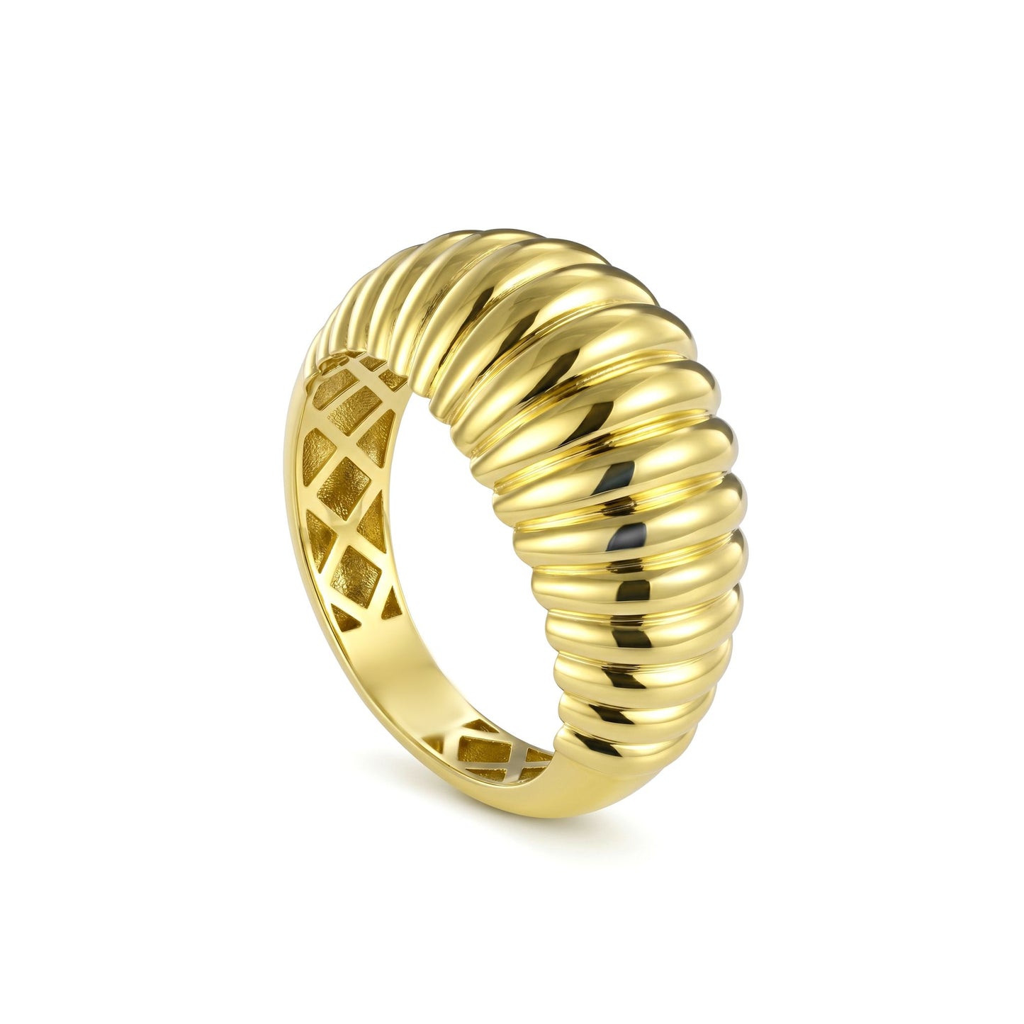 18K Gold Slim Ribbed Half Set