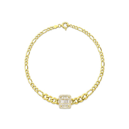18K Square Baguette Zircon Gold Jewelry Set