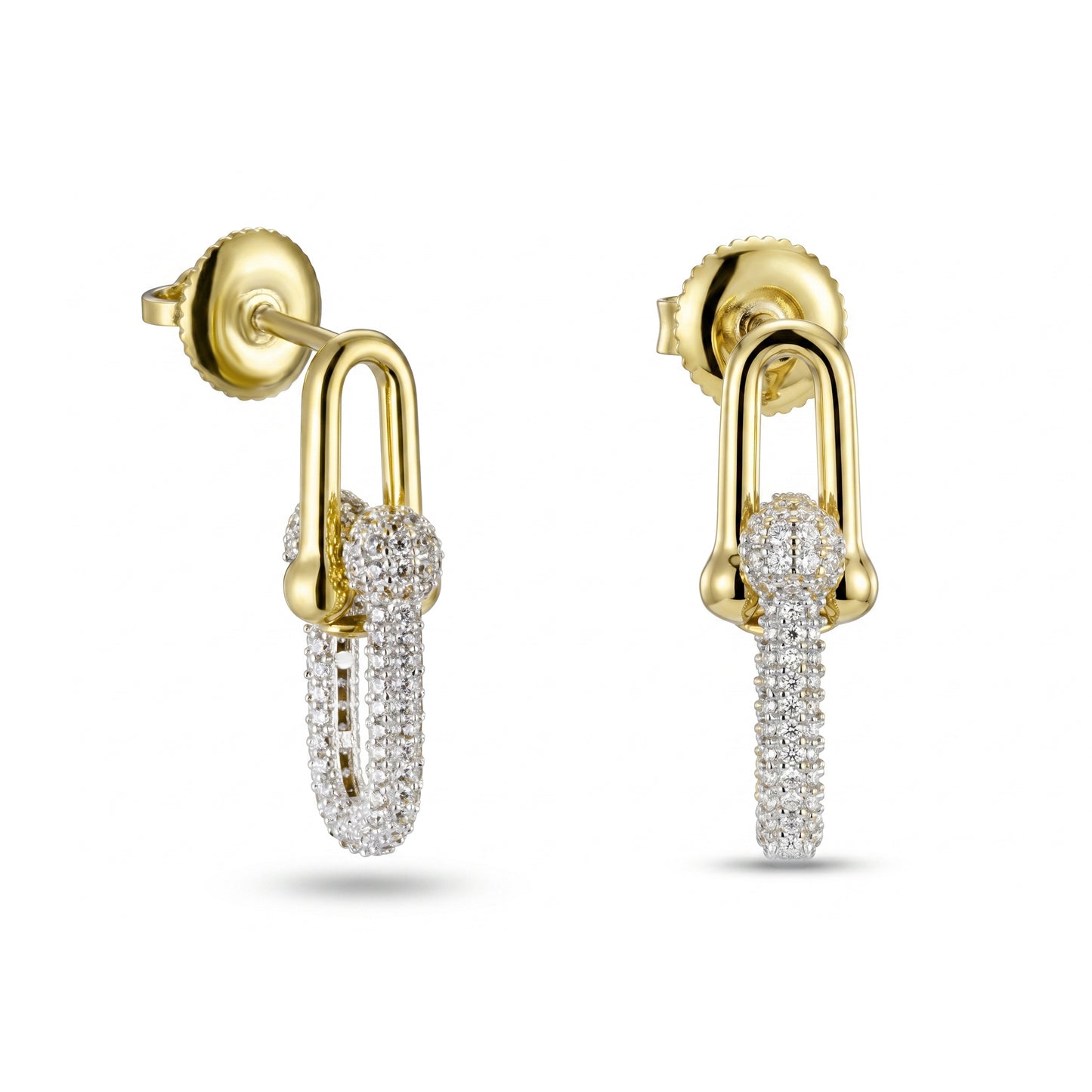 18K Gold Radiant U-Link Zircon Hoops