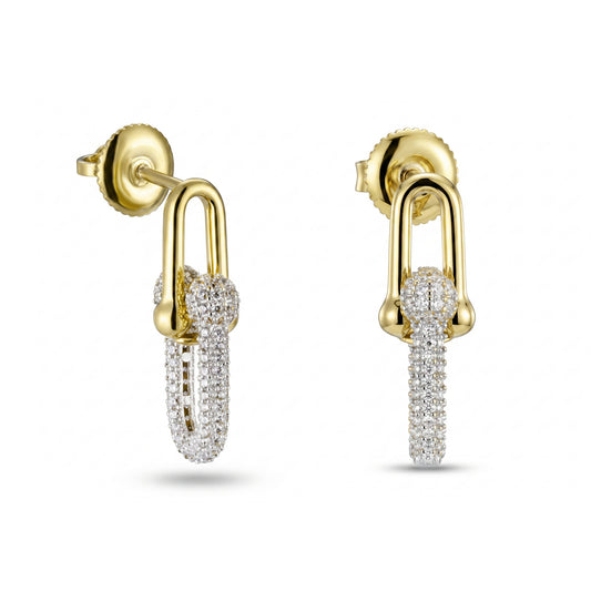 18K Gold Radiant U-Link Zircon Hoops