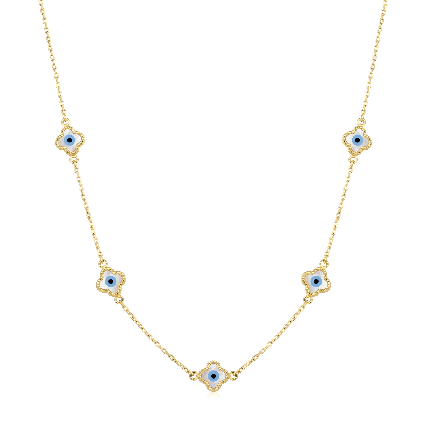 18K Gold Iconic Clover Eye Station Necklace