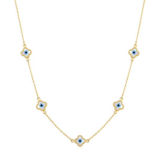 18K Gold Iconic Clover Eye Station Necklace