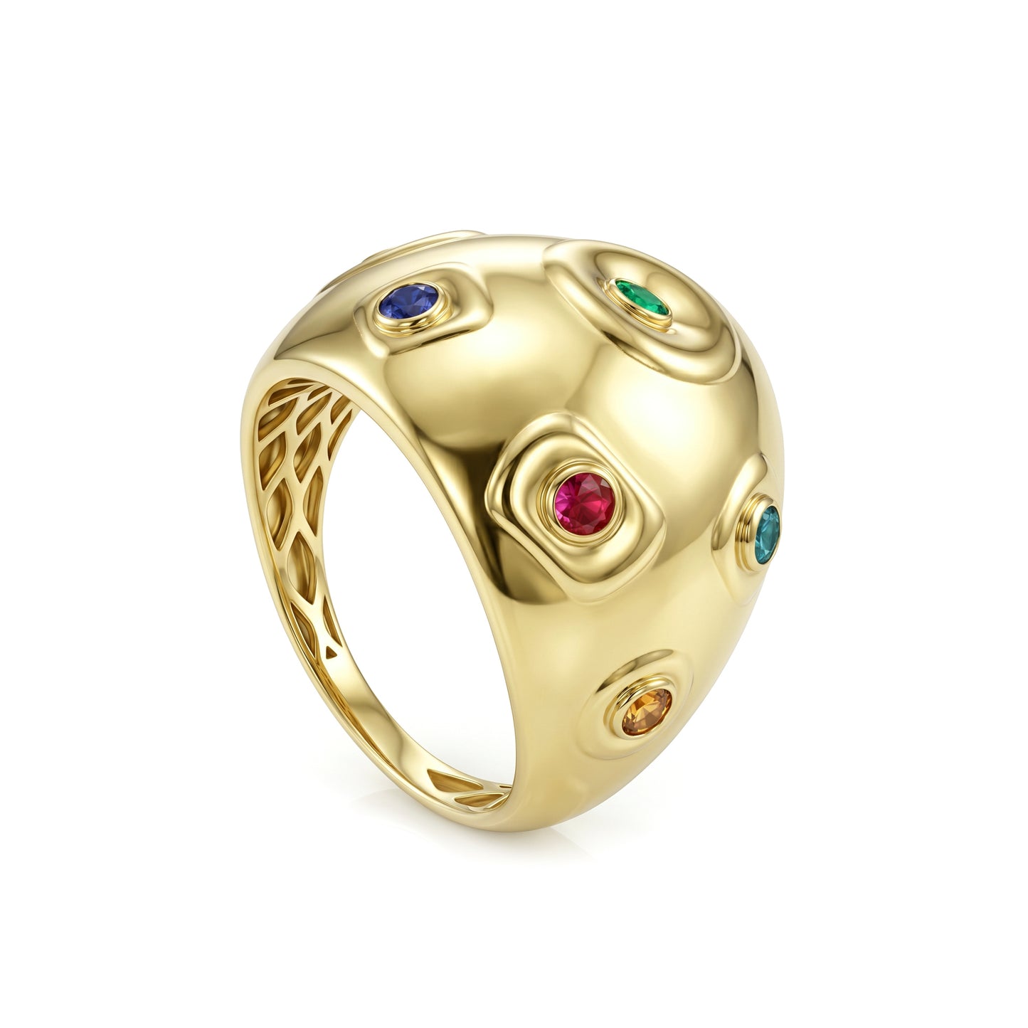 18K Gold Pop-Color Zircon Statement Ring