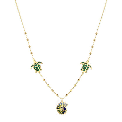 18K Golden Waves Charm Necklace