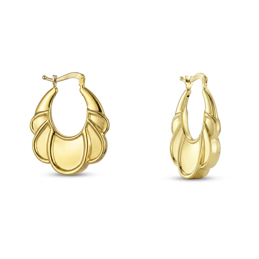 18K Gold Modern Abstract Hoop Earrings