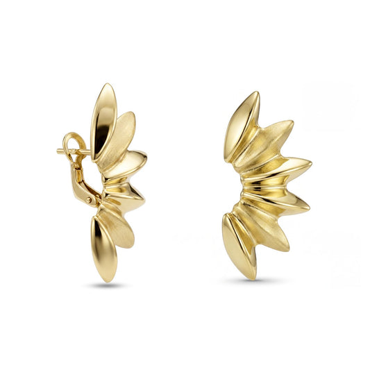 18K Gold Petal-Sweep Stud Earrings