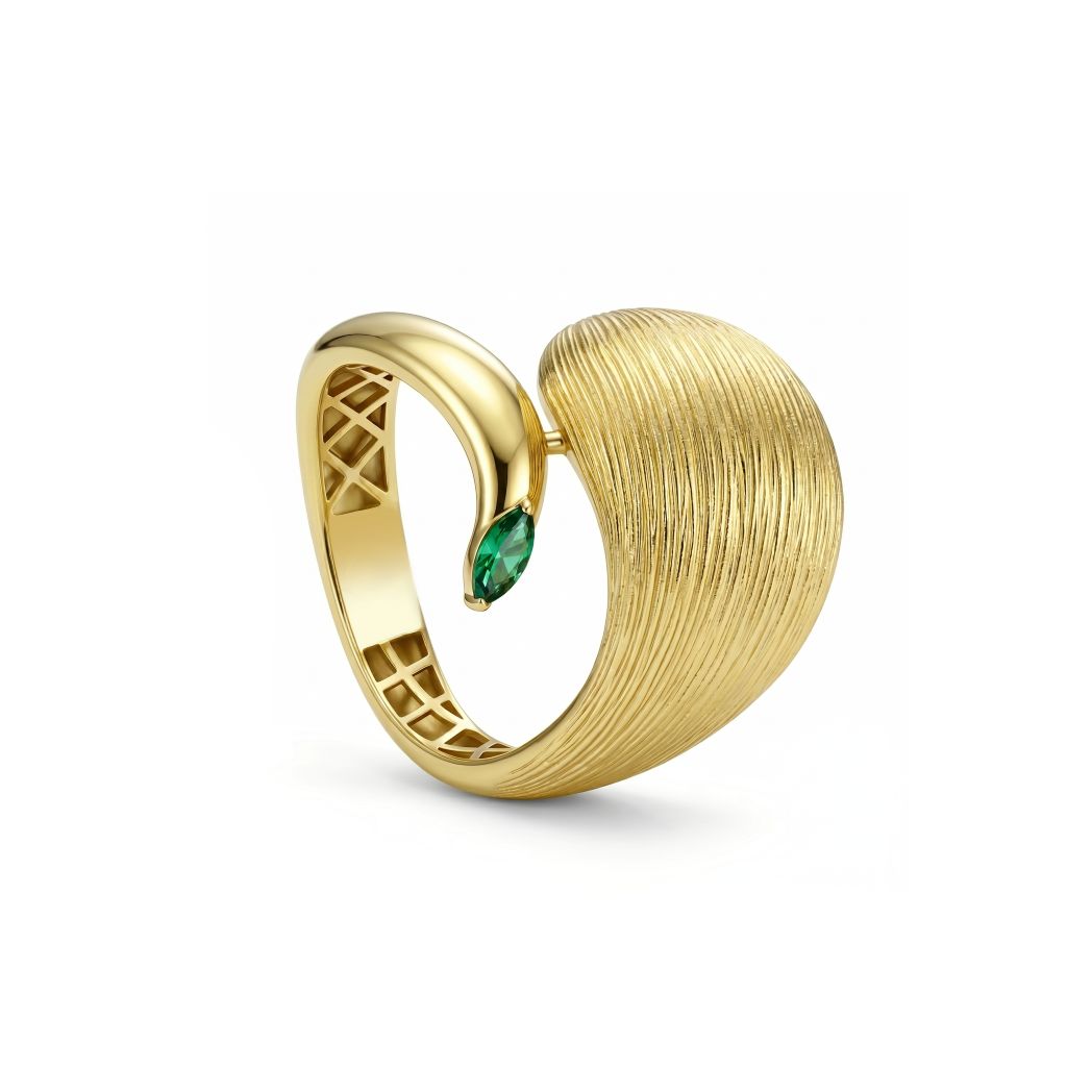 18K Gold Brushed Contour Ring