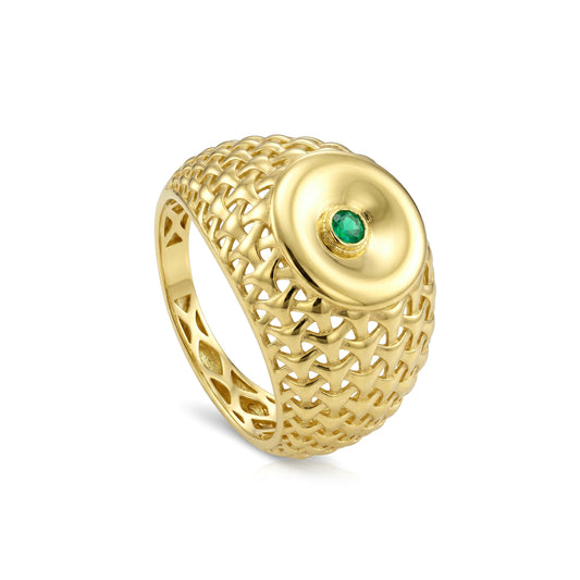 18K Gold Mesh Statement Ring