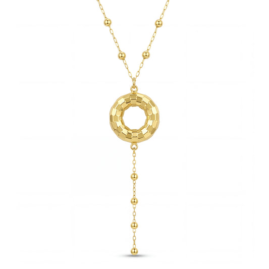 18K Gold Disc Station Necklace