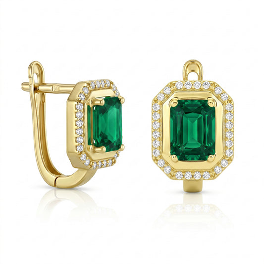 18K Gold Royal Emerald-Cut Green Zircon