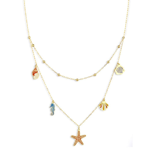 18K Gold Ocean Wave Layered Necklace