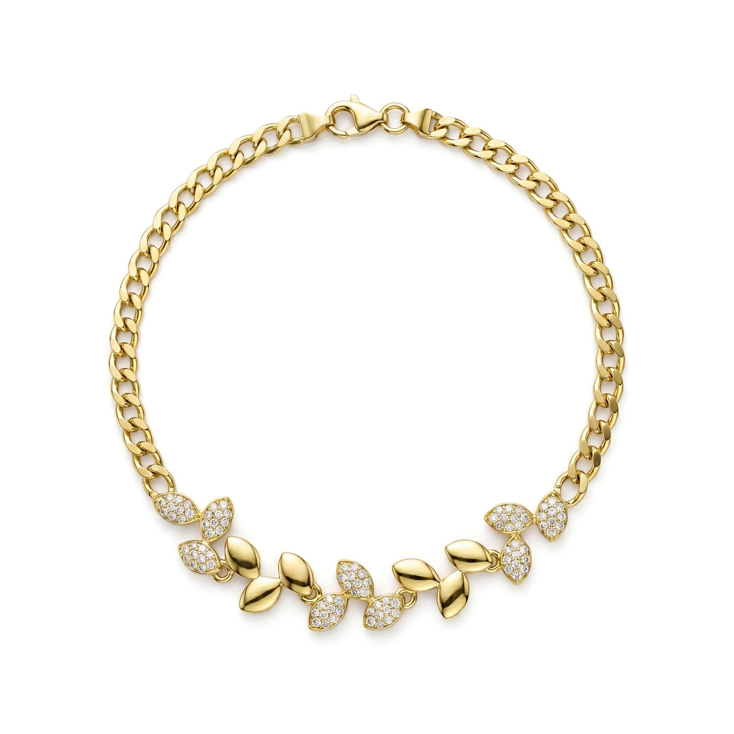 18K Gold Accented Leaf Motif Gold