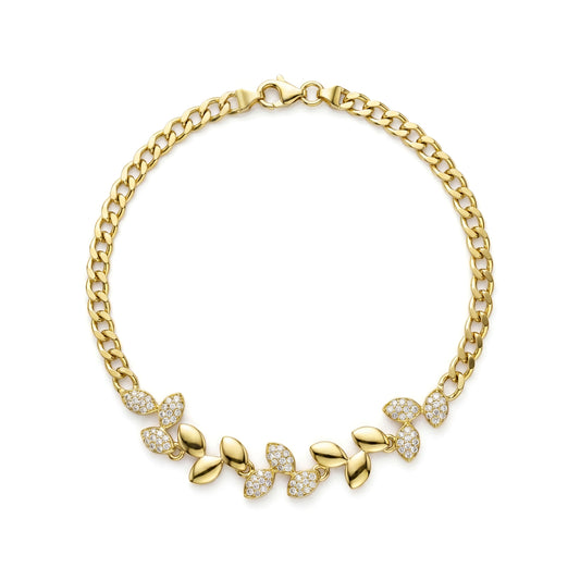 18K Gold Accented Leaf Motif Gold