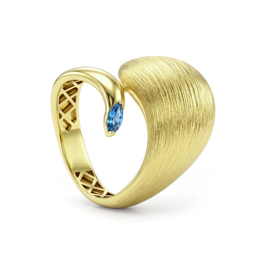 18K Gold Brushed Contour Ring