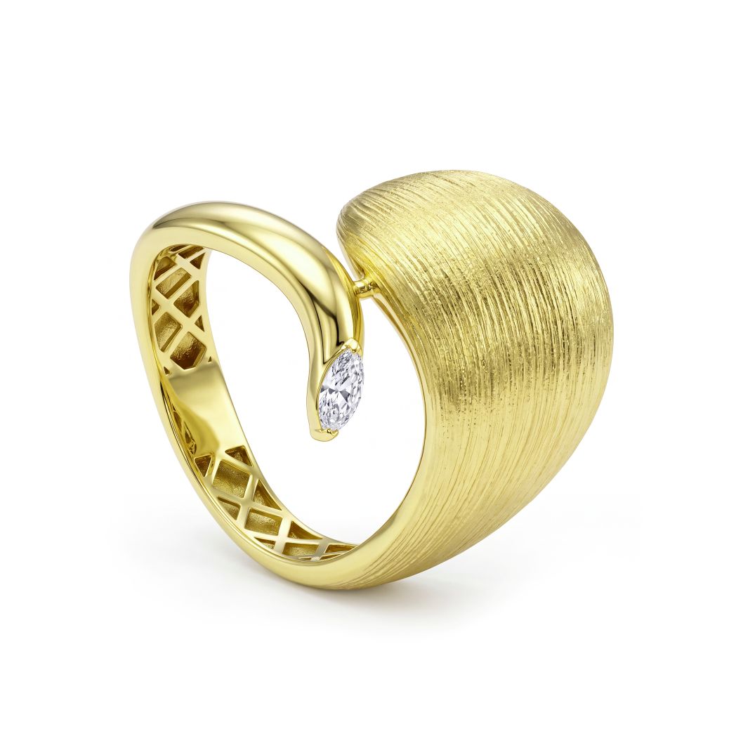 18K Gold Brushed Contour Ring