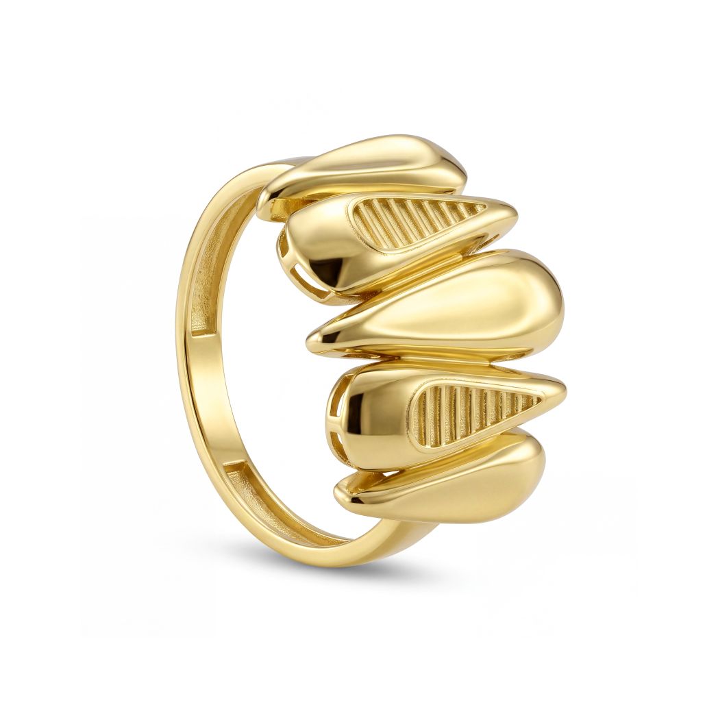 18K Gold Textured Waterdrop Full Set
