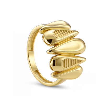 18K Gold Textured Waterdrop Full Set