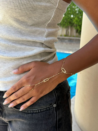 18K Radiant Rectangular Link Hand Chain