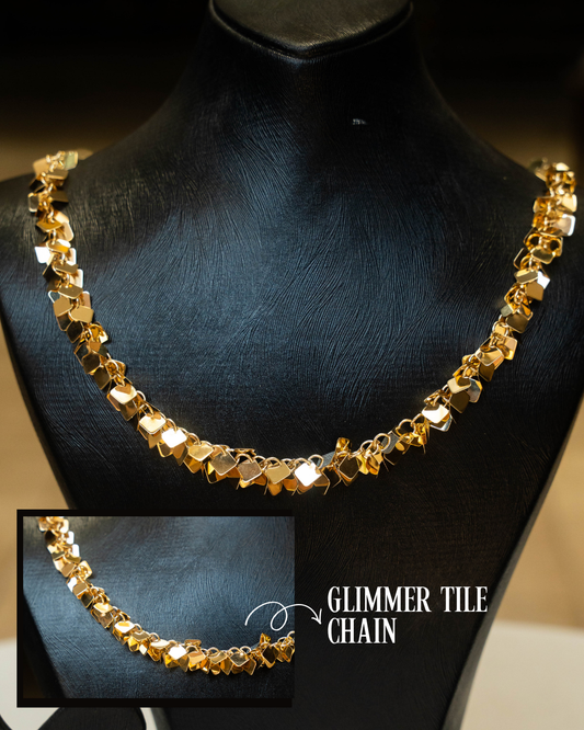 18K Gold Glimmer Tile Chain
