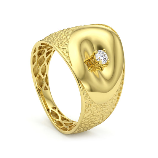 18K Gold Textured Statement Ring