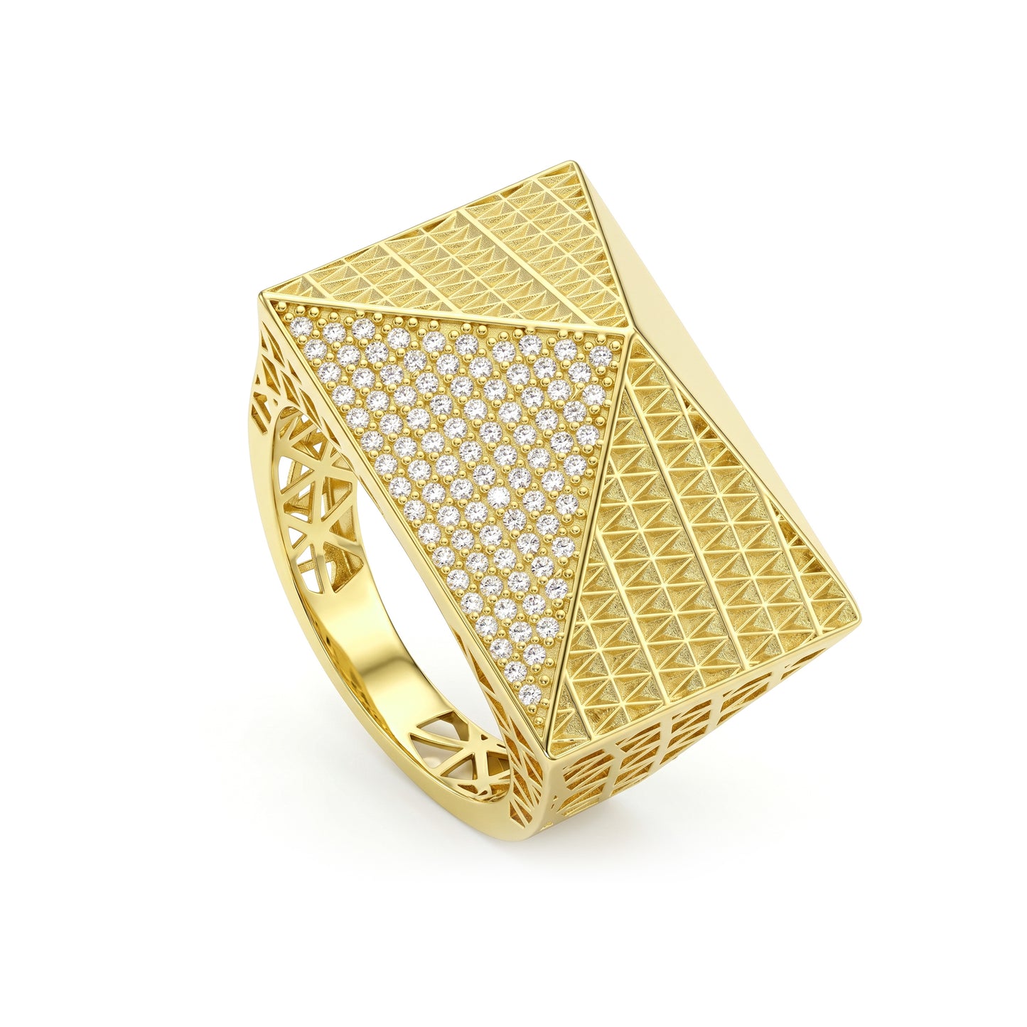 18K Gold Geometric Statement Ring