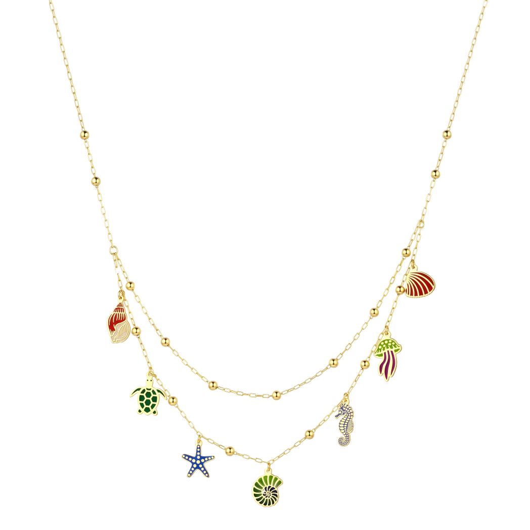 18K Layered Gold Charm Necklace