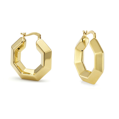 18K Gold Urban Hex Hoops