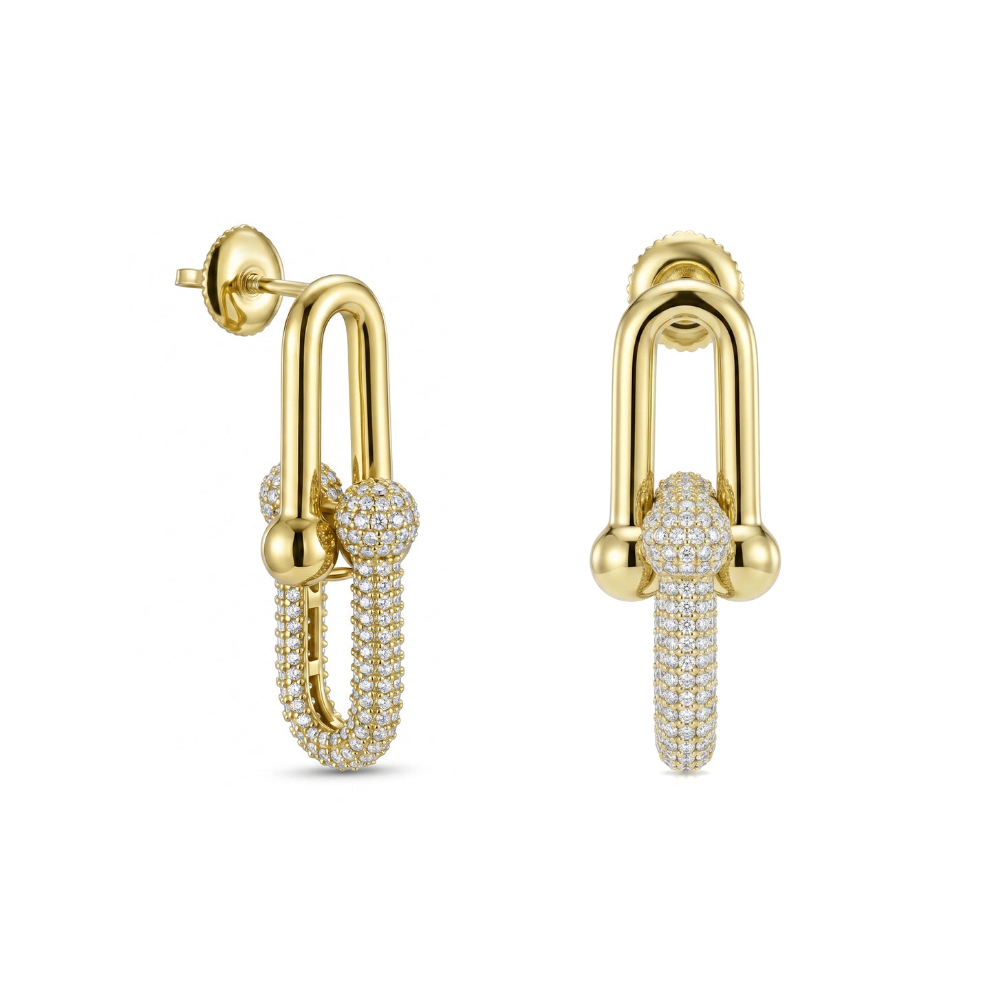 18K Gold Radiant U-Link Zircon Hoops
