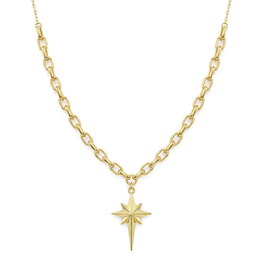 18K Gold North Star Pendant Chain
