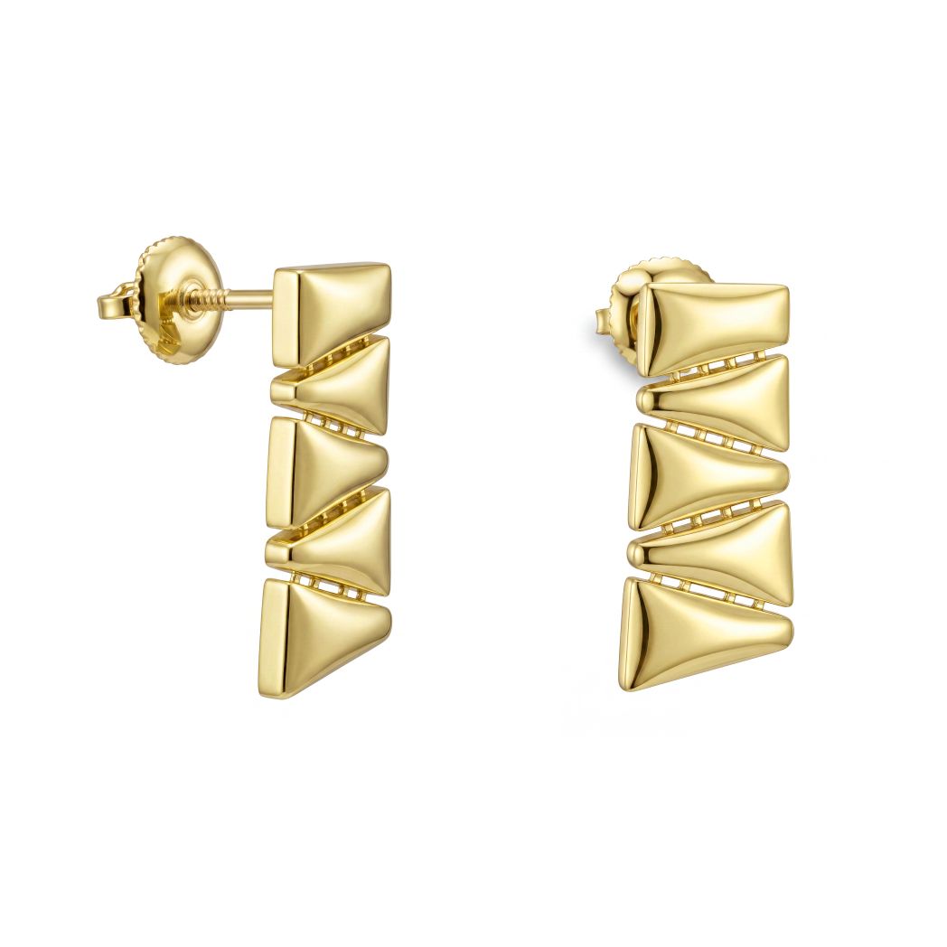 18K Solid Gold Geometric Pyramid Jewelry Set