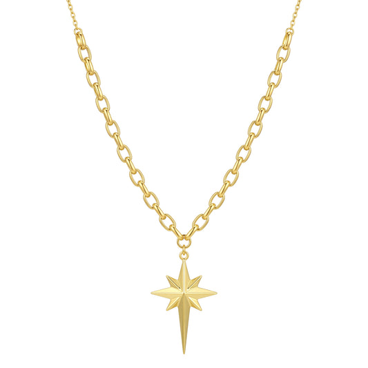 18K Gold North Star Pendant Chain