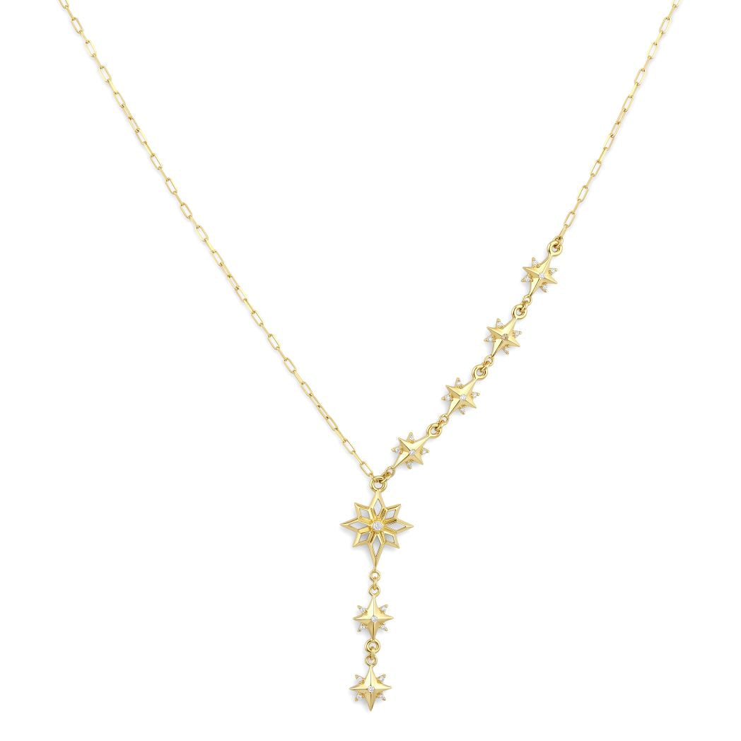 18K Gold Celestial Star Y-Necklace
