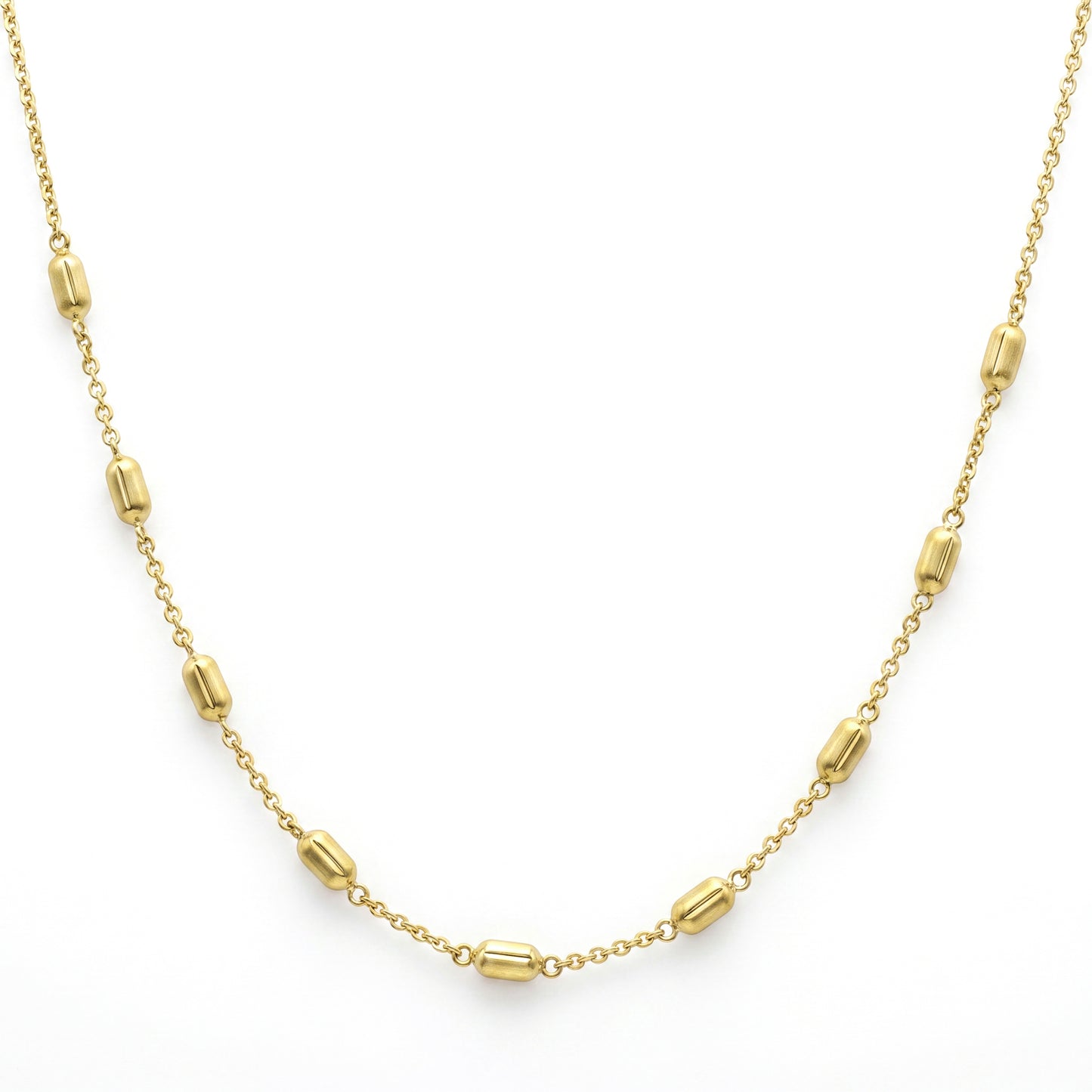 18K Gold Cylinder Bead Necklace