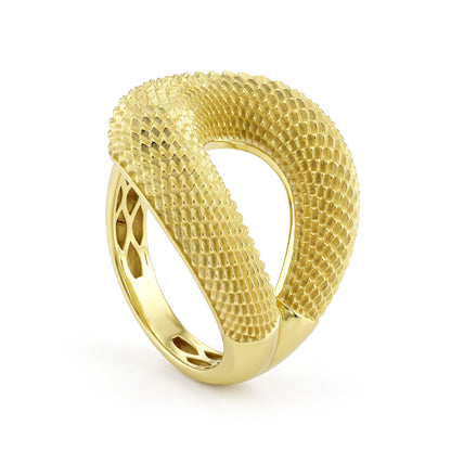18K Gold Textured Statement Ring