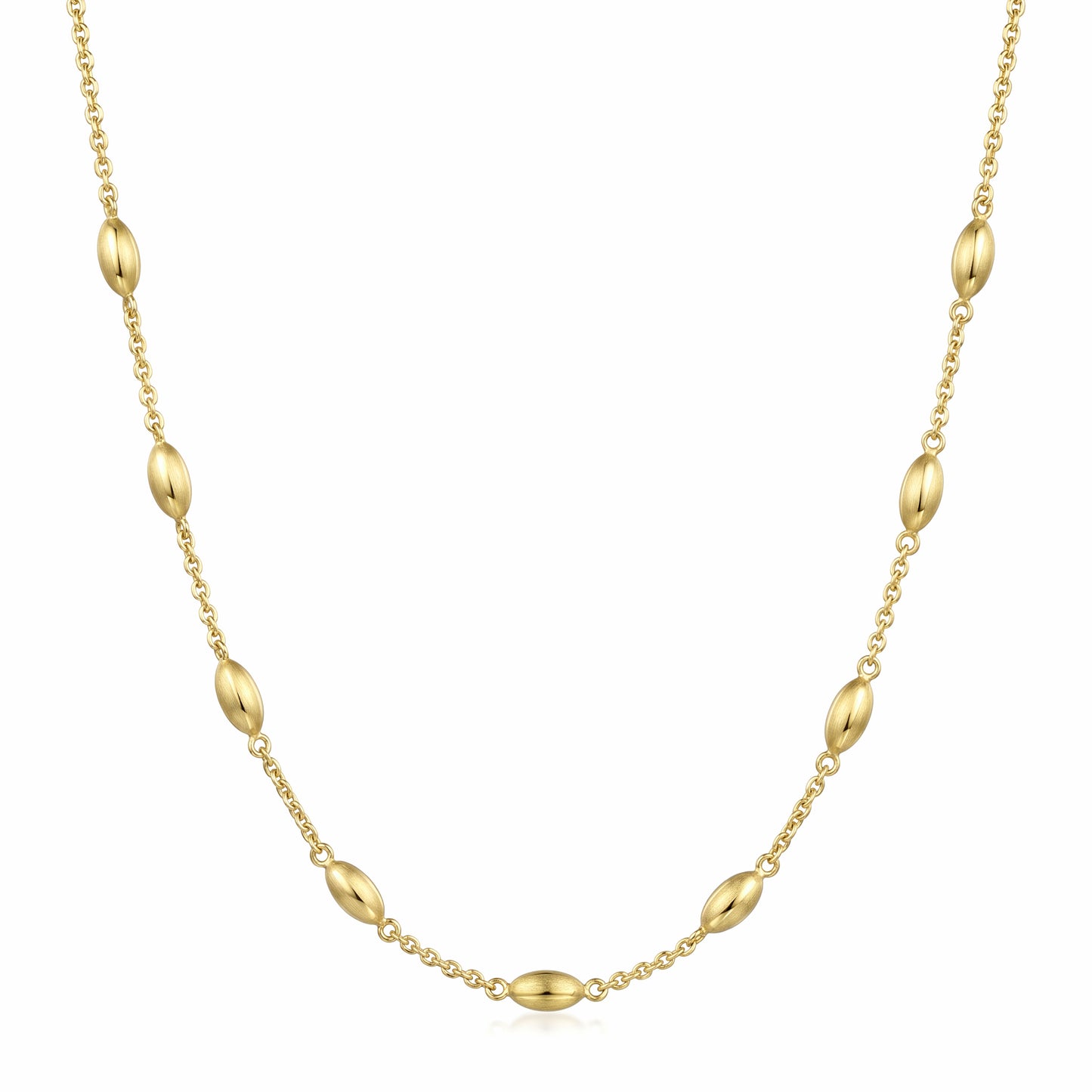 18K Gold Oval Station Necklace