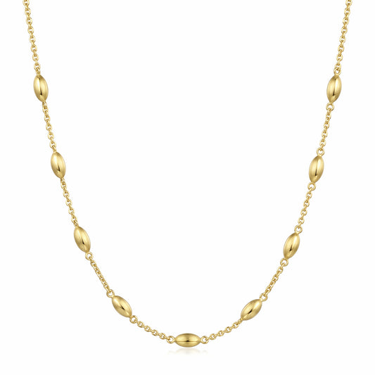 18K Gold Oval Station Necklace