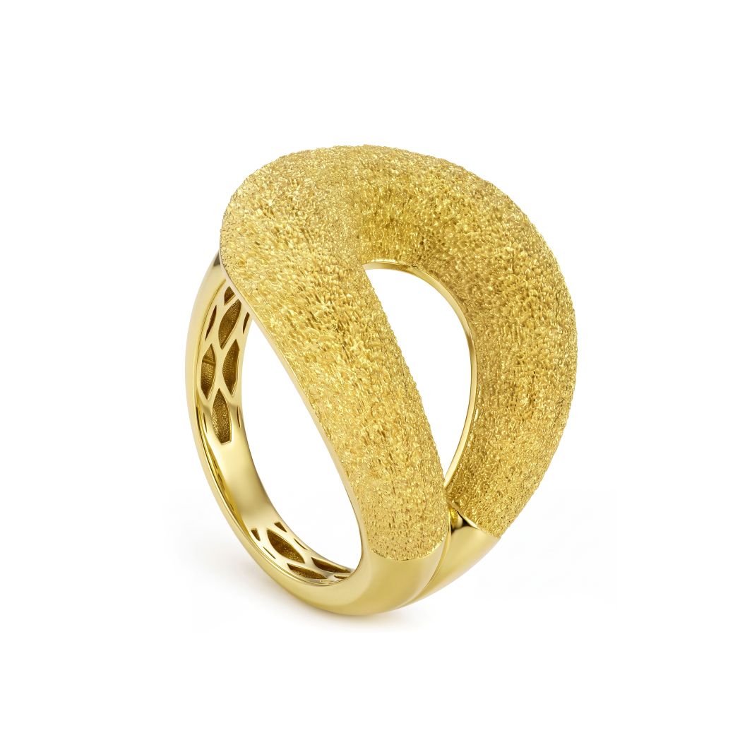 18K Gold Textured Statement Ring