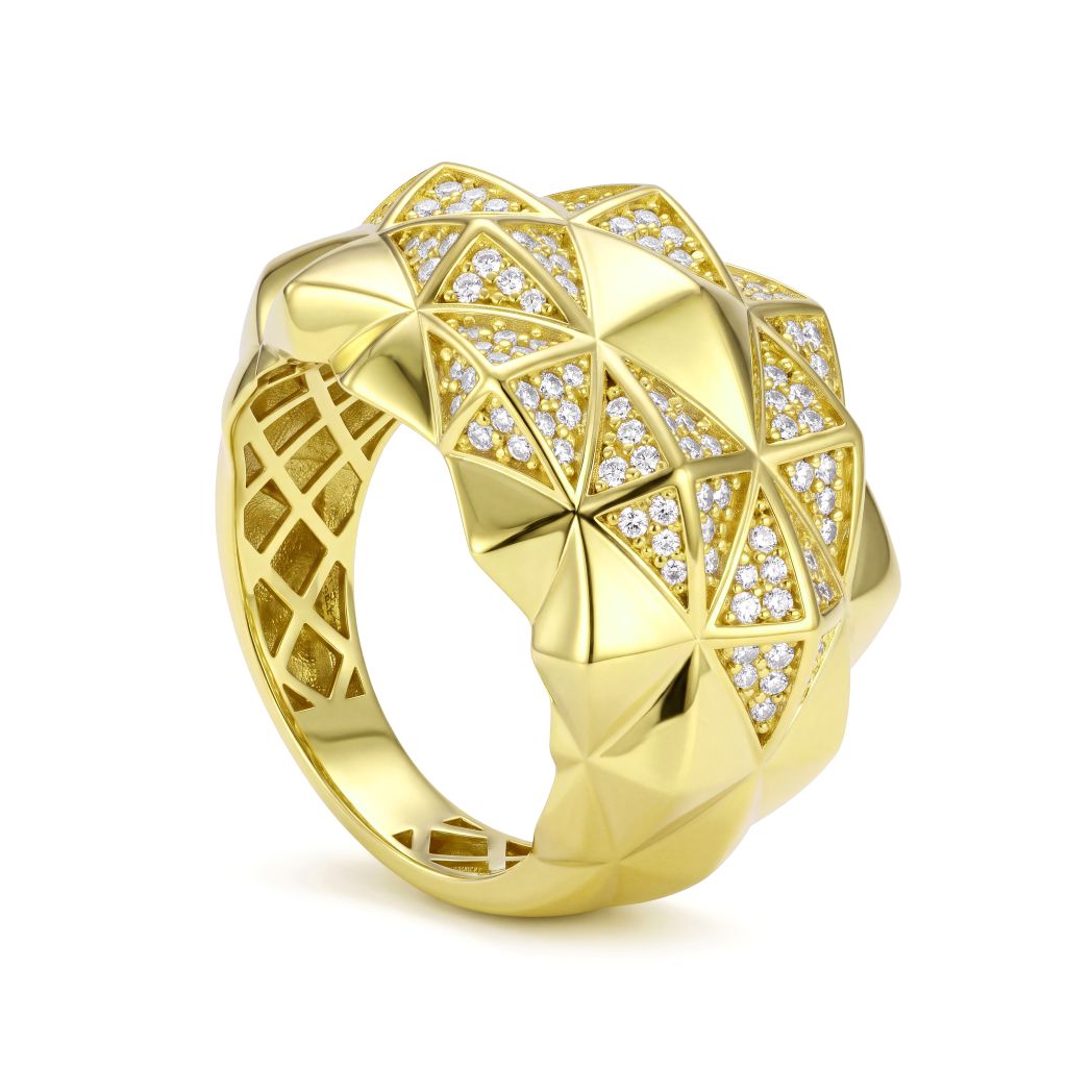 18K Solid Gold  Pyramid Ring