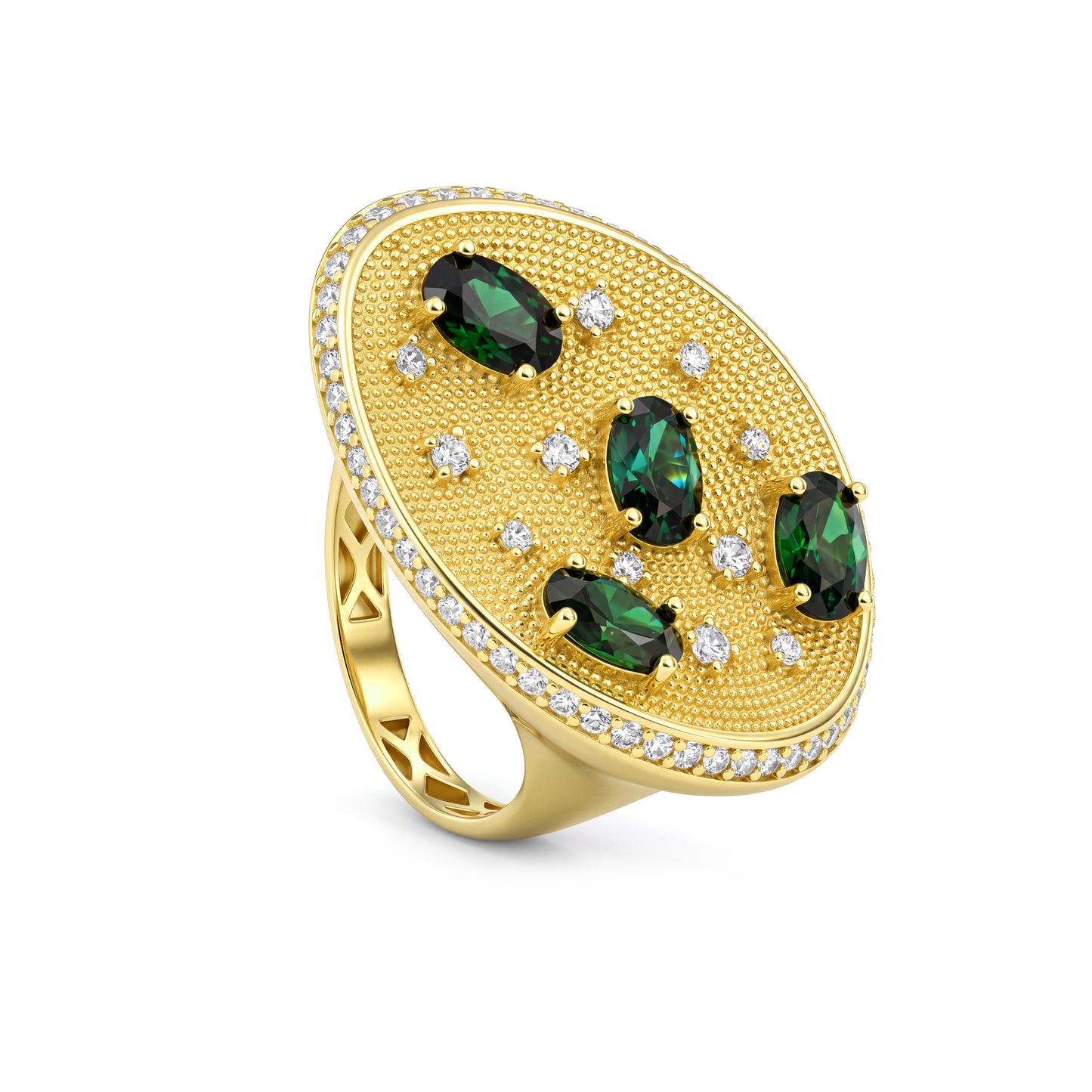 18K Gold Oval green  Zircon Ring